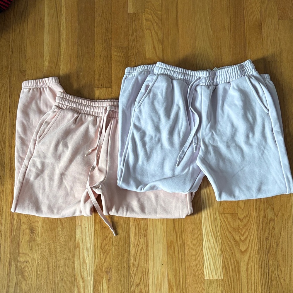Fabletics Women’s M Pink and Lavender Purple Joggers Sweatpants Bundle